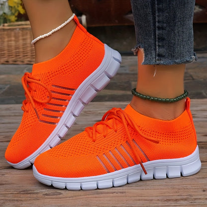 Womens Ultra-Lightweight Mesh Running Shoes - Comfortable Soft Sole, Breathable Lace-up Design, Stylish Flying Woven, Durable Outdoor Sports Sneakers - Ideal for Fitness & Everyday Wear