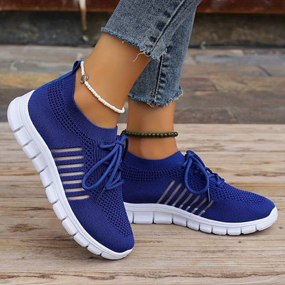 Womens Ultra-Lightweight Mesh Running Shoes - Comfortable Soft Sole, Breathable Lace-up Design, Stylish Flying Woven, Durable Outdoor Sports Sneakers - Ideal for Fitness & Everyday Wear