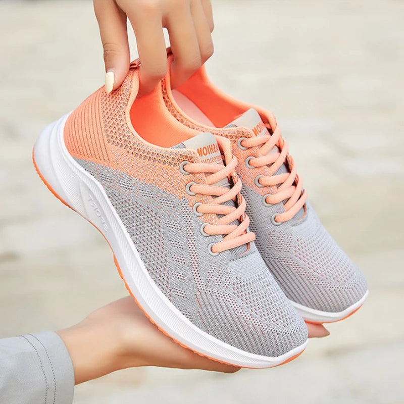 Tenis Feminino 2025 Women Vulcanized Shoes Air Mesh Light Soft Sneakers Female Flats Platform Lace Up Casual Shoes Basket Femme