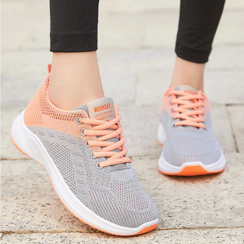 Tenis Feminino 2025 Women Vulcanized Shoes Air Mesh Light Soft Sneakers Female Flats Platform Lace Up Casual Shoes Basket Femme