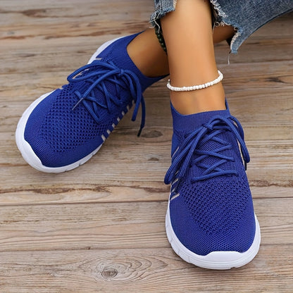 Womens Ultra-Lightweight Mesh Running Shoes - Comfortable Soft Sole, Breathable Lace-up Design, Stylish Flying Woven, Durable Outdoor Sports Sneakers - Ideal for Fitness & Everyday Wear