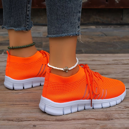 Womens Ultra-Lightweight Mesh Running Shoes - Comfortable Soft Sole, Breathable Lace-up Design, Stylish Flying Woven, Durable Outdoor Sports Sneakers - Ideal for Fitness & Everyday Wear