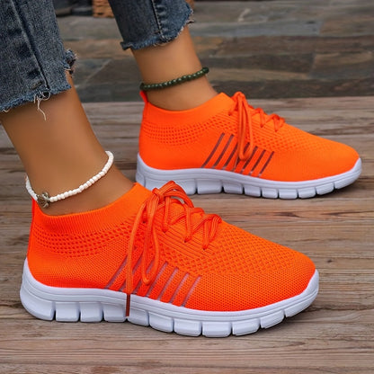 Womens Ultra-Lightweight Mesh Running Shoes - Comfortable Soft Sole, Breathable Lace-up Design, Stylish Flying Woven, Durable Outdoor Sports Sneakers - Ideal for Fitness & Everyday Wear